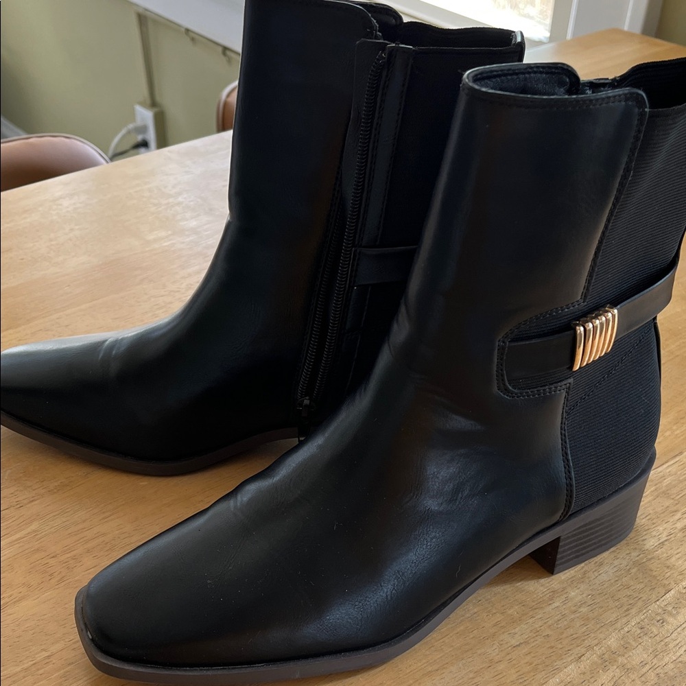 Journee Collection Black Ankle Boots with Gold Accent